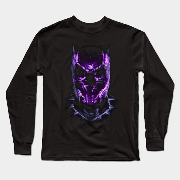 Black Panther Neon Style Long Sleeve T-Shirt by enchantingants